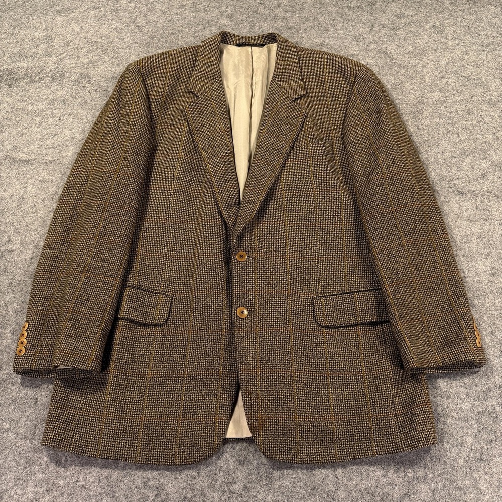 Samuelsohn Ashton Sport Coat Men 44L Brown Wool Cashmere Tweed Heritage Academia